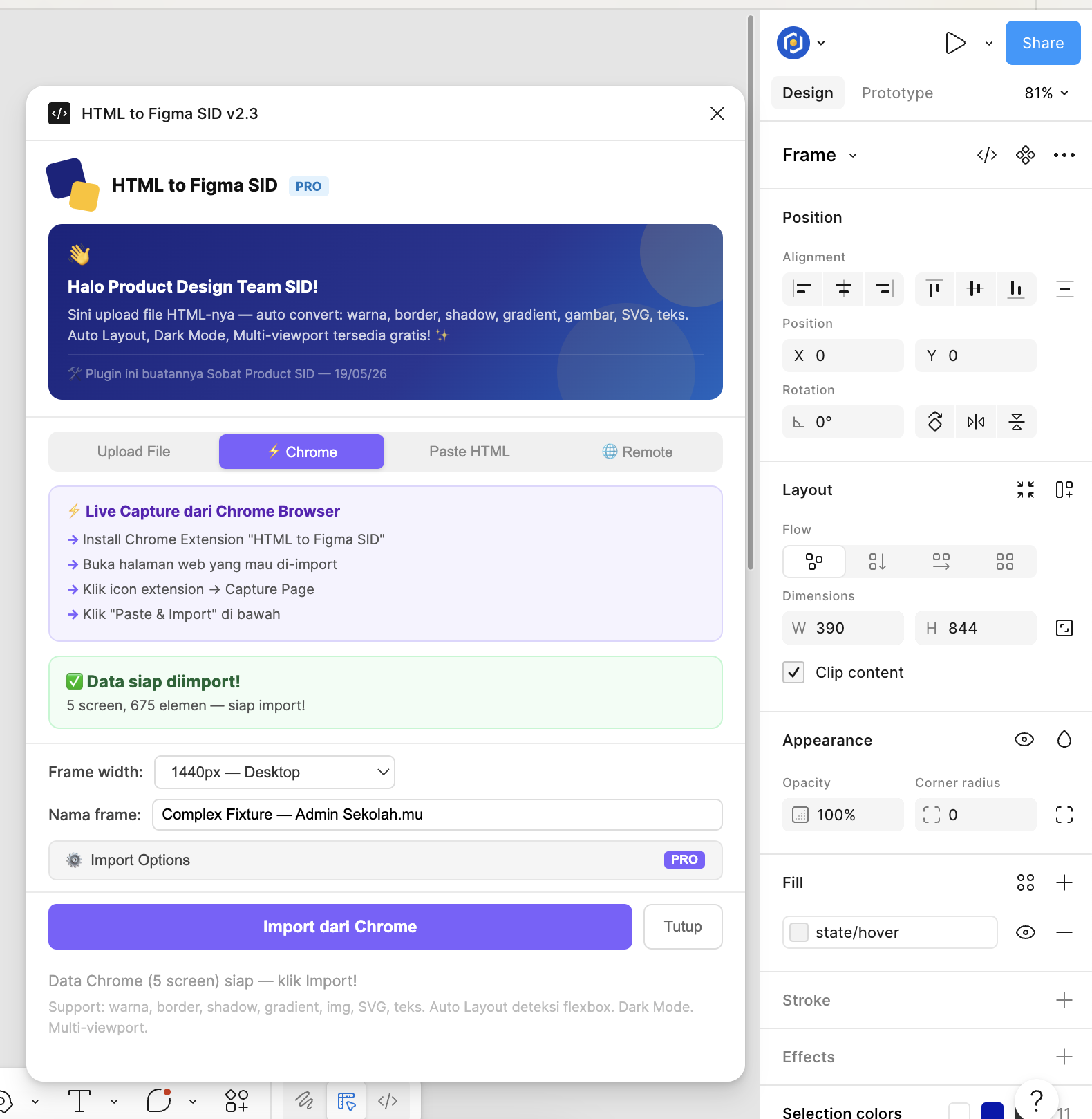 Plugin tab Chrome siap import